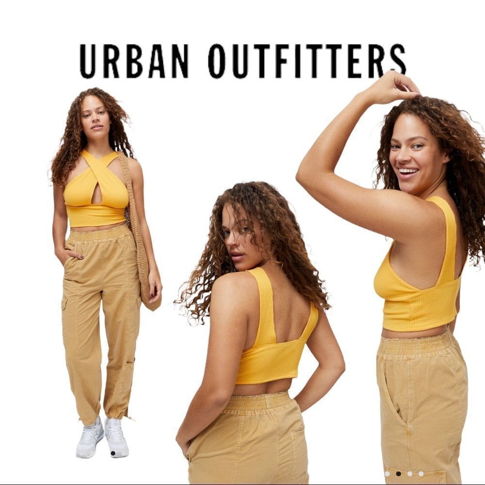 NEW UO 90s Y2K Ribbed Boiling Point Criss Cross Front Cropped Top M L